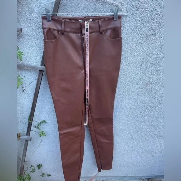 House Of CB CORA TAN VEGAN LEATHER TROUSERS New With Tags!